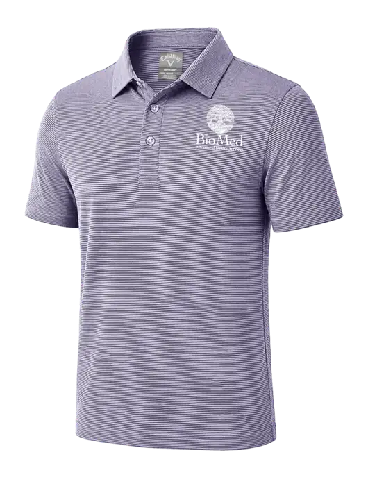 Callaway Navy Fine Line Stripe Polo w/BioMed Logo