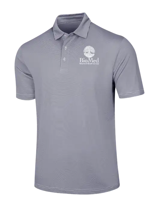 Callaway Navy Fine Line Stripe Polo w/BioMed Logo
