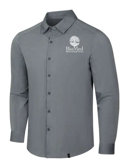OGIO Medium Grey Heather Commuter Woven Shirt w/BioMed Logo