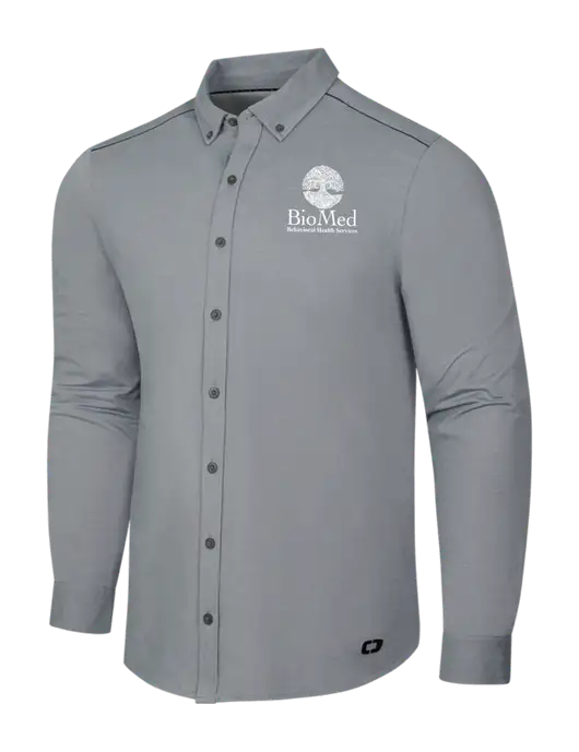 OGIO Medium Grey Heather Modern Code Stretch Button-Up Shirt w/BioMed Logo