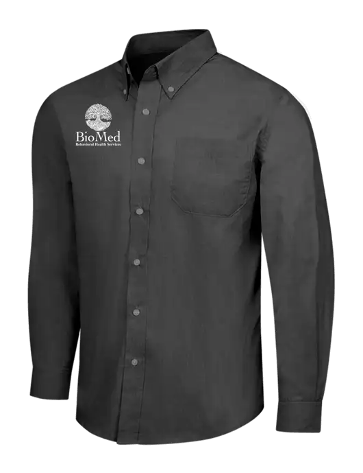 Soft Black Crosshatch Easy Care Shirt w/BioMed Logo