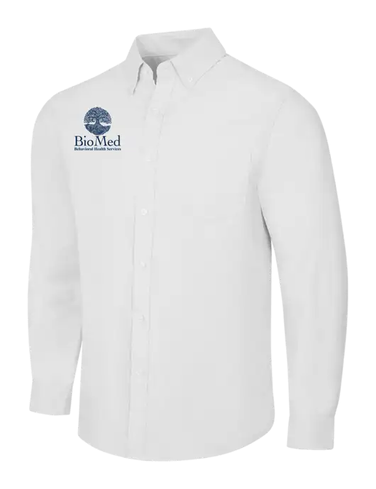 White SuperPro Oxford Shirt w/BioMed Logo