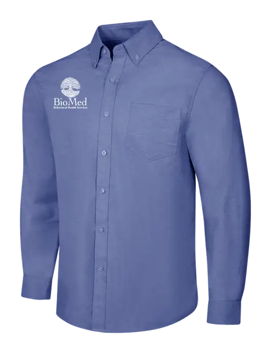 Navy SuperPro Oxford Shirt w/BioMed Logo