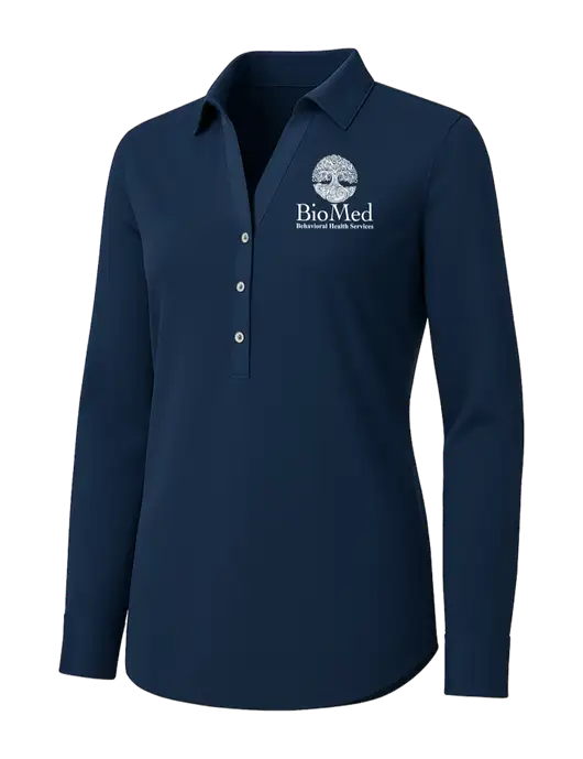 Womens Navy City Stretch Shirt w/BioMed Logo