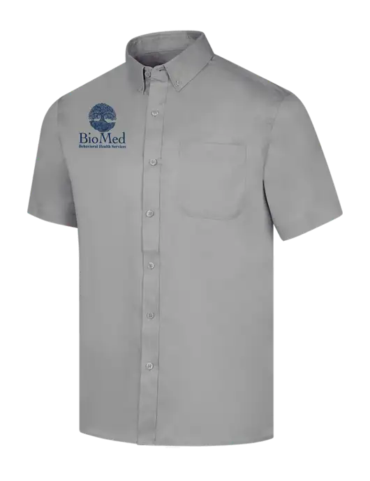 Short Sleeve Light Grey Superpro React Twill Shirt w/BioMed Logo