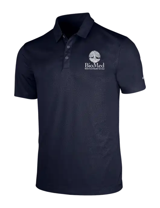 NIKE Dark Navy Dri-Fit Embossed Tri-Blade Polo w/BioMed Logo