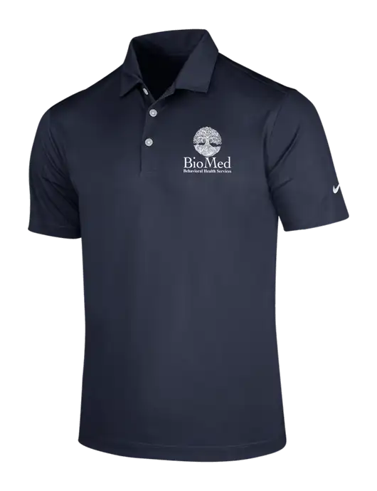 NIKE Dark Navy Dri-Fit Vertical Mesh Polo w/BioMed Logo