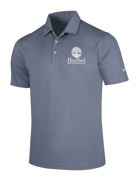 NIKE Medium Grey Dri-Fit Vertical Mesh Polo w/BioMed Logo