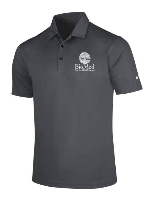 NIKE Dark Grey Dri-Fit Vertical Mesh Polo w/BioMed Logo