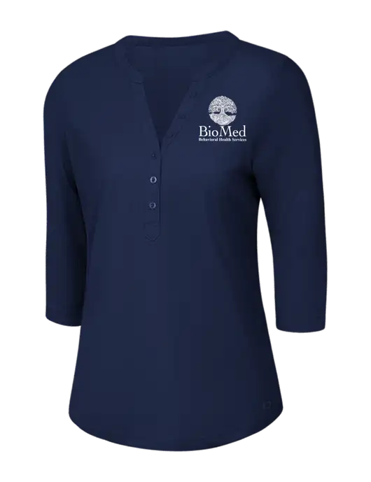 OGIO Navy Jewel Henley w/BioMed Logo