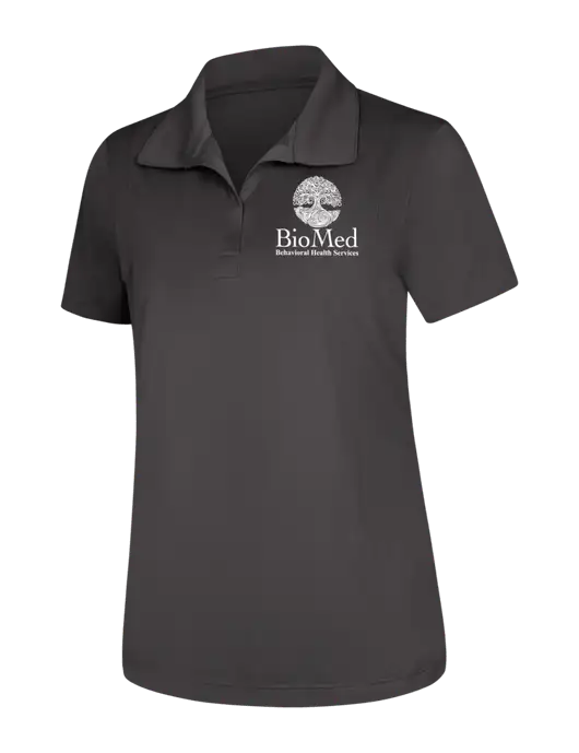 Womens Dark Grey Micropique Sport-Wick Polo w/BioMed Logo