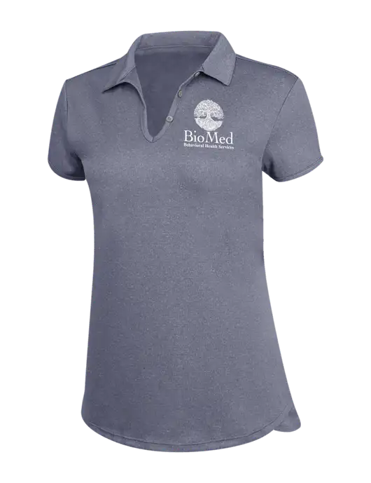 True Navy Womens Trace Heather Polo w/BioMed Logo