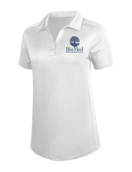 Womens White Diamond Jacquard Polo w/BioMed Logo