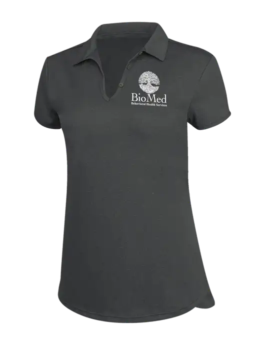 Womens Charcoal Trace Heather Polo w/BioMed Logo