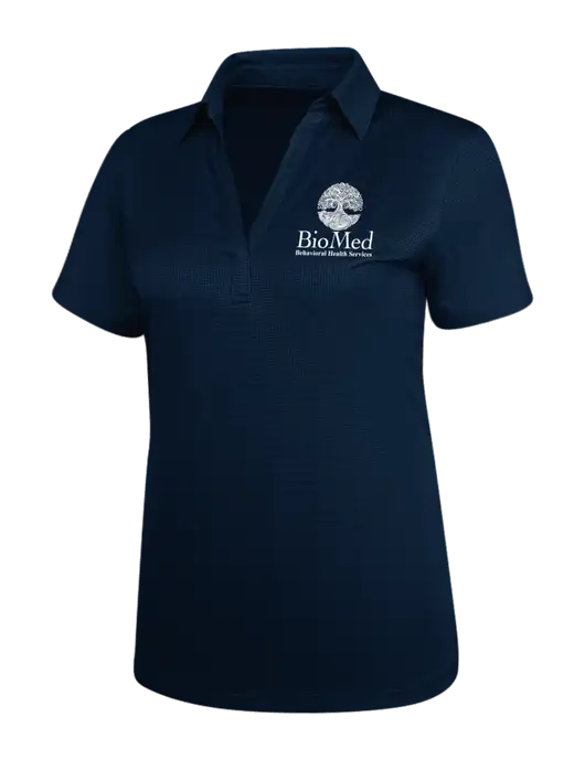 Navy Womens Performance Fine Jacquard Polo w/BioMed Logo