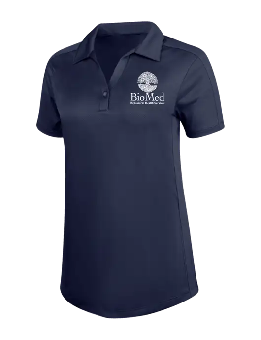 Womens Dark Navy Diamond Jacquard Polo w/BioMed Logo