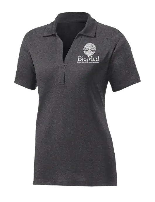 Womens Dark Grey Heather Contender Polo w/BioMed Logo