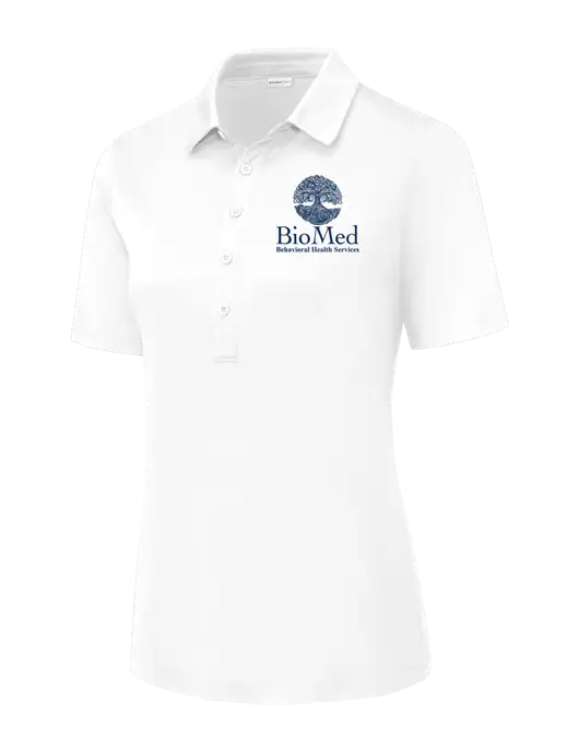 White Womens Posi-UV Pro Polo w/BioMed Logo