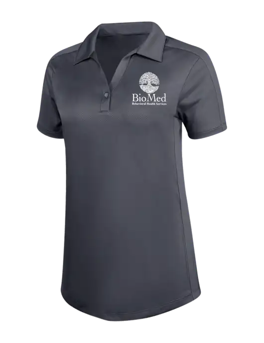 Womens Dark Grey Diamond Jacquard Polo w/BioMed Logo