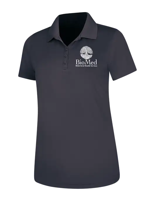 Dark Grey Womens Dry Zone UV Mesh Polo w/BioMed Logo