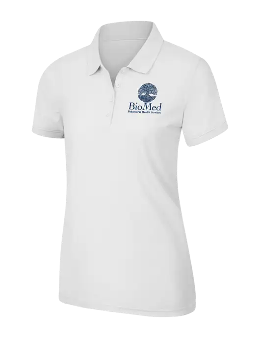 White Womens Core Classic Pique Polo w/BioMed Logo
