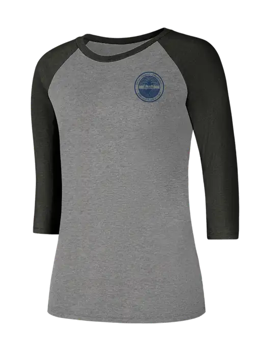 Womens Simply Soft 3/4 Sleeve Black Frost/Grey Frost Ring Spun Cotton T-Shirt w/BioMed Logo