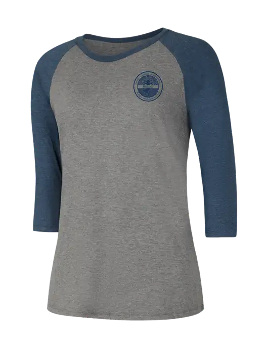 Womens Simply Soft 3/4 Sleeve Navy Frost/Grey Frost Ring Spun Cotton T-Shirt w/BioMed Logo