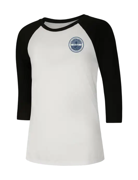 Womens Simply Soft 3/4 Sleeve Black/White Ring Spun Cotton T-Shirt w/BioMed Logo