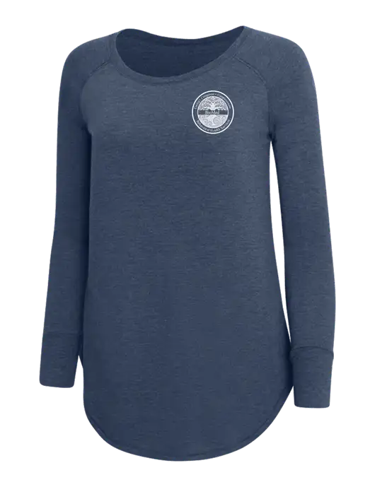 Womens Perfect Wide Collar Tunic Tri-Blend Navy Frost 4.5 oz T-Shirt w/BioMed Logo
