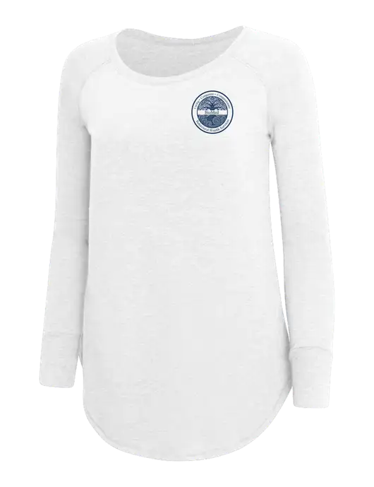 Womens Perfect Wide Collar Tunic Tri-Blend White 4.5 oz T-Shirt w/BioMed Logo