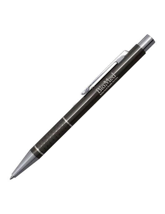 St George Gunmetal Pen - Blue Ink w/BioMed Logo