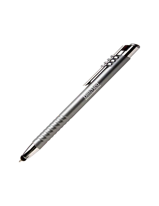 Schirhart Grey Stylus Pen - Blue Ink w/BioMed Logo
