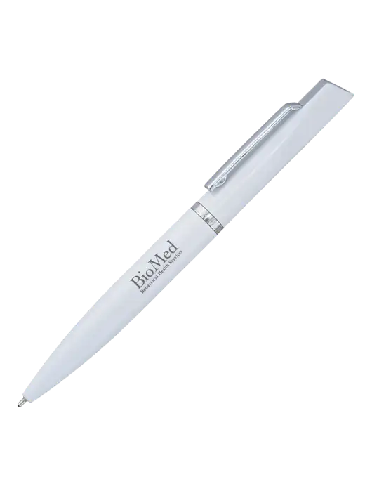 Santos White Pen - Black Ink w/BioMed Logo