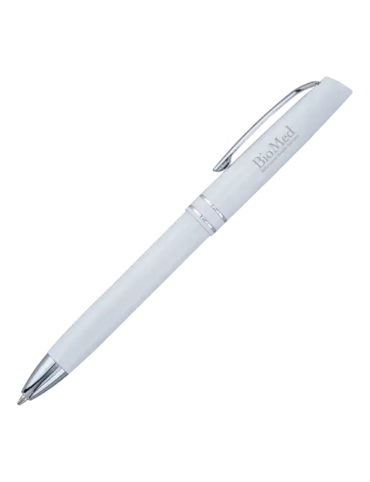 White Anguilla Black Ink Pen w/BioMed Logo