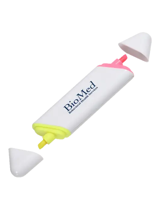 White BiLighter Dual Ended Highlighter w/BioMed Logo