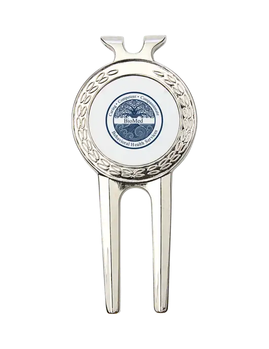 Silver Divot Tool, 1.5 x 3 w/BioMed Logo