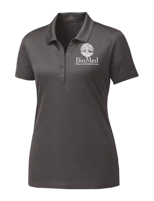 Womens Dark Grey PosiCharge Competitor Polo w/BioMed Logo
