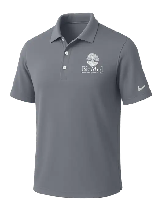 NIKE Medium Grey Dri-Fit Micro Pique Polo w/BioMed Logo
