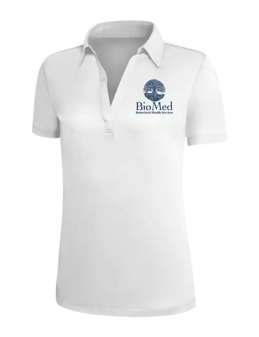 White Silk Touch Womens Performance Polo w/BioMed Logo