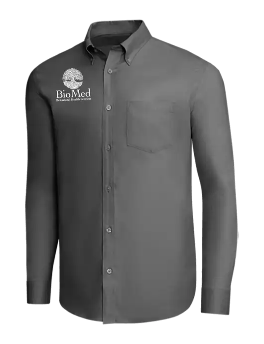 Brooks Brothers Dark Grey Wrinkle-Free Stretch Pinpoint Shirt w/BioMed Logo