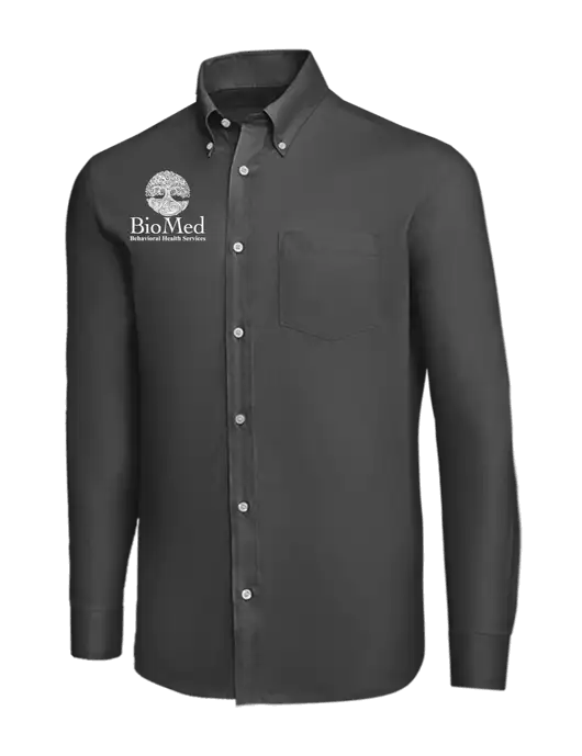 Brooks Brothers Dark Grey Wrinkle-Free Stretch Nailhead Shirt w/BioMed Logo