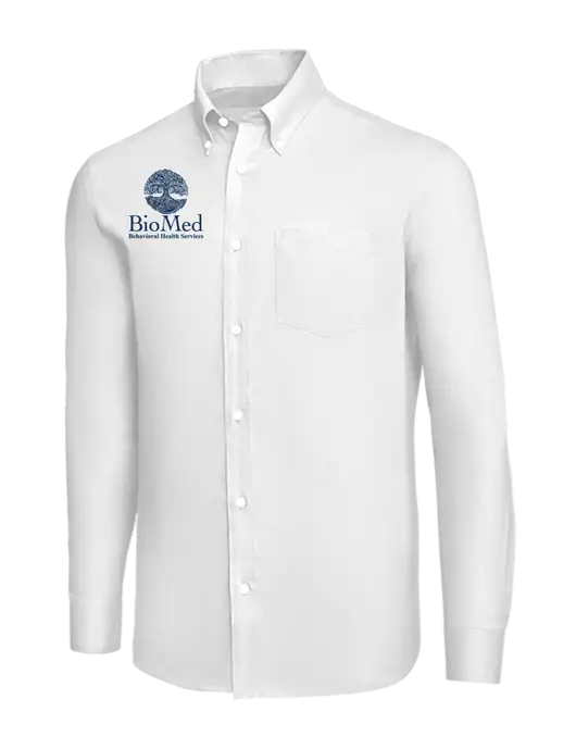 Brooks Brothers White Wrinkle-Free Stretch Nailhead Shirt w/BioMed Logo