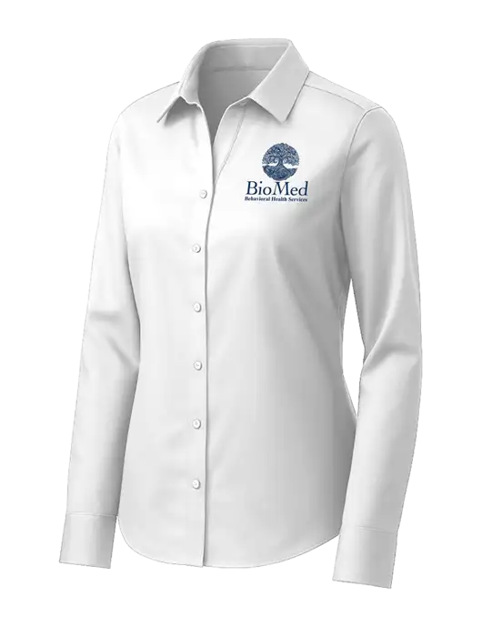 Brooks Brothers Womens White Wrinkle-Free Stretch Pinpoint Shirt w/BioMed Logo
