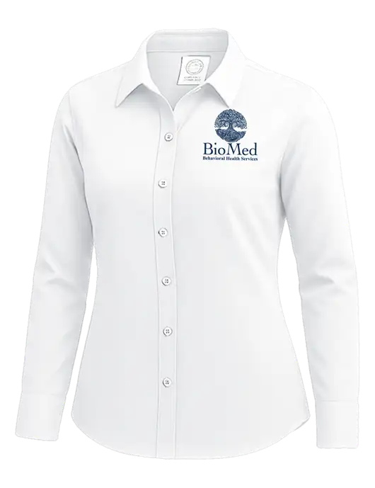 Brooks Brothers Womens White Wrinkle-Free Stretch Nailhead Shirt w/BioMed Logo