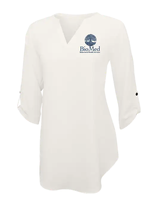 Ivory Womens 3/4 Sleeve Tunic Blouse w/BioMed Logo