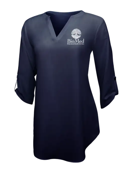 Navy Womens 3/4 Sleeve Tunic Blouse w/BioMed Logo