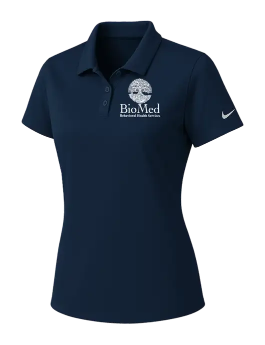 Nike Womens Navy Dry Essential Solid Polo w/BioMed Logo