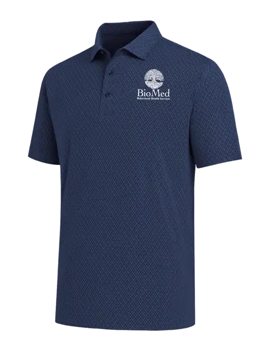 Callaway All-Over Stitched Dark Navy Chev Polo  w/BioMed Logo