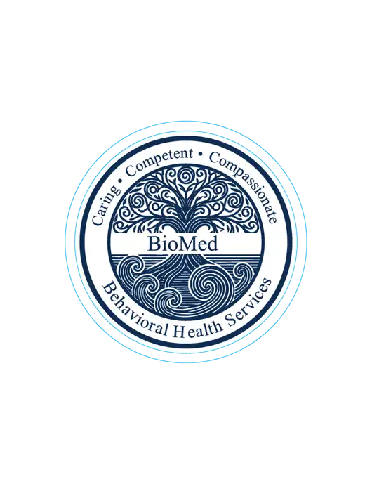 Medium Large Decal (approx 4.7 x 4.7 in) w/BioMed Logo